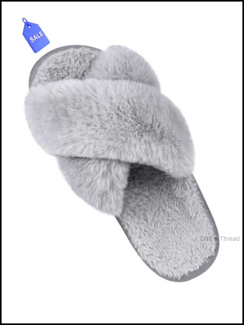 Women's Cross Band Fuzzy Slippers Fluffy Open Toe House Slippers
